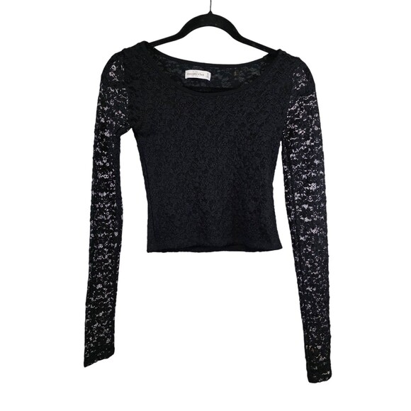 Abercrombie & Fitch Top Womans Extra Small Black Lace Top Stretchy Y2K Retro - Picture 1 of 5